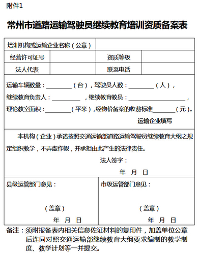 常州市關(guān)于開展全市道路運輸駕駛員繼續(xù)教育工作的通知2